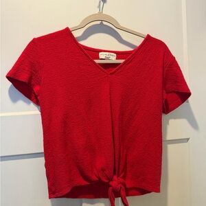 Madewell Red Textured Tie-Front Crop Top